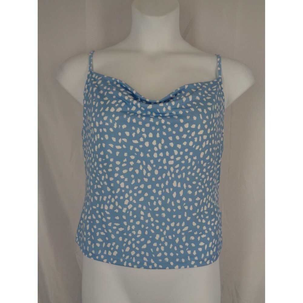 Urban Outfitters Blue Polka Dot Cowl Neck Crop Cami Size Large New